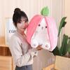 Easter Bunny Plush Reversible Carrot Strawberry Bunny Plush Toy Pillow Bunny With Zipper Birthday Gift For Boys Girls Kids Doll