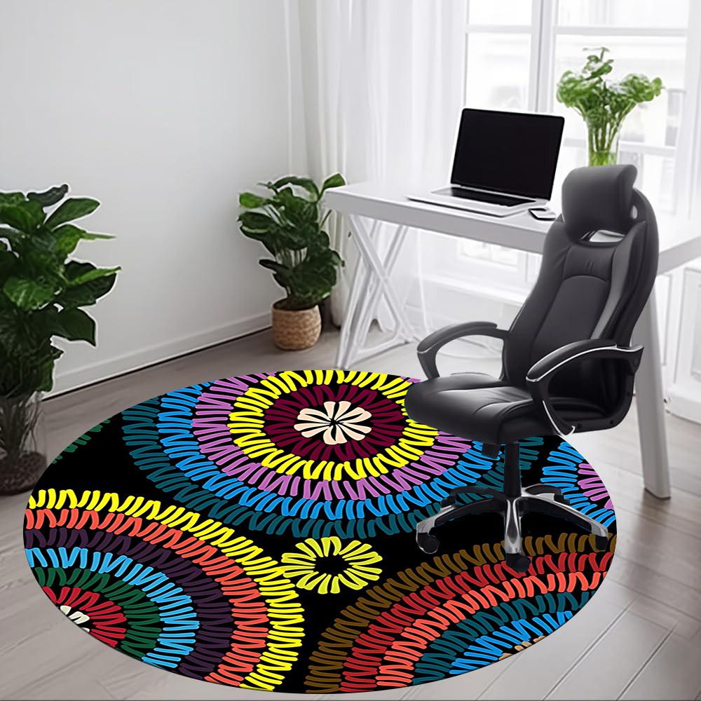1pc Colorful Circular Pattern Carpet, Round Non Slip Durable Large Size Office Carpet, Suitable for Office
