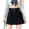 Женская юбка в корейском стиле Мини-юбка с высокой талией и поясом Короткая юбка-кюлот Уличная одежда Юбка-карго с большим карманом Шорты Мини-шорты с защитой от воздействия Юбка