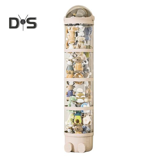 Transparent Vertical Toy Organizer Doll Storage Bucket Large Capacity Dustproof Easy To Install Vertical Stuffed Animal Storage Tube
