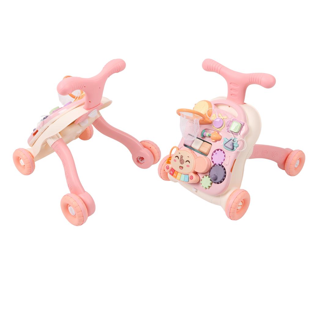 Baby Walker Detachable Piano Board Triangular Structure Play Panel Walk Learning Toy with Water Box