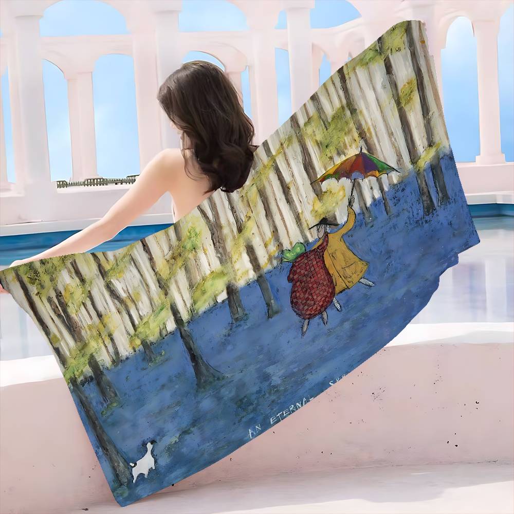 Sam Toft Art Abstract Landscape Big Microfiber Beach Towels Quick Dry Towel Sand Beach Towels Pool Towel for Travel Swim Pool