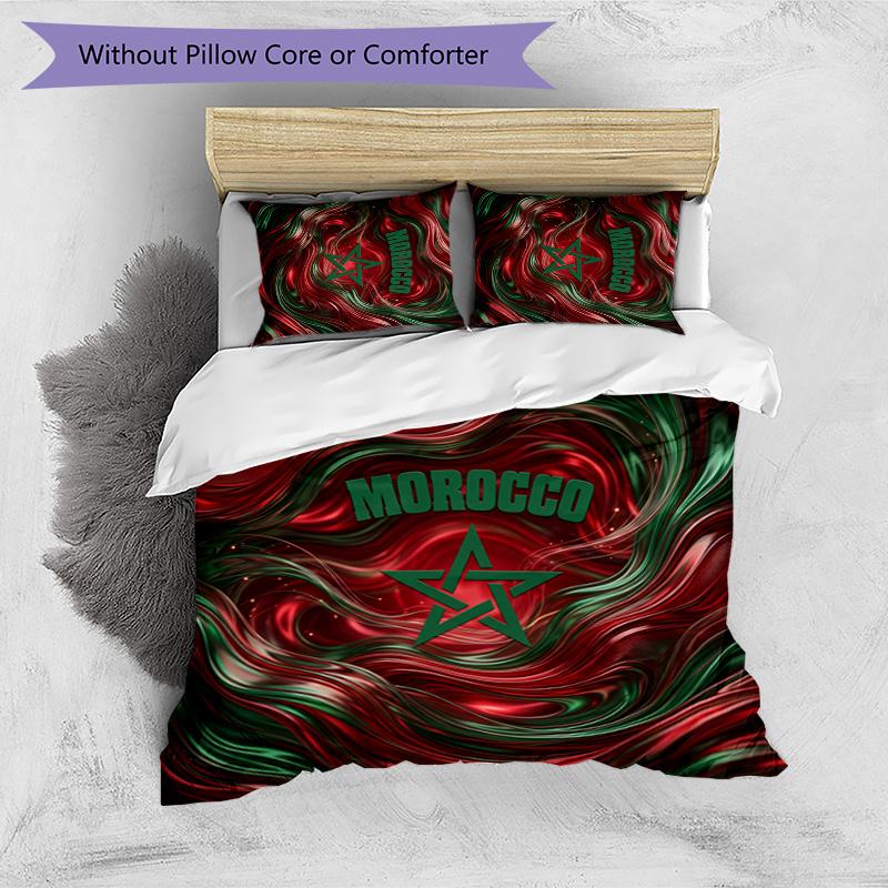 Morocco Football Printed Bedding 3 Piece Set Cozy Breathable Bed Cover Set as Housewarming Holiday Gift