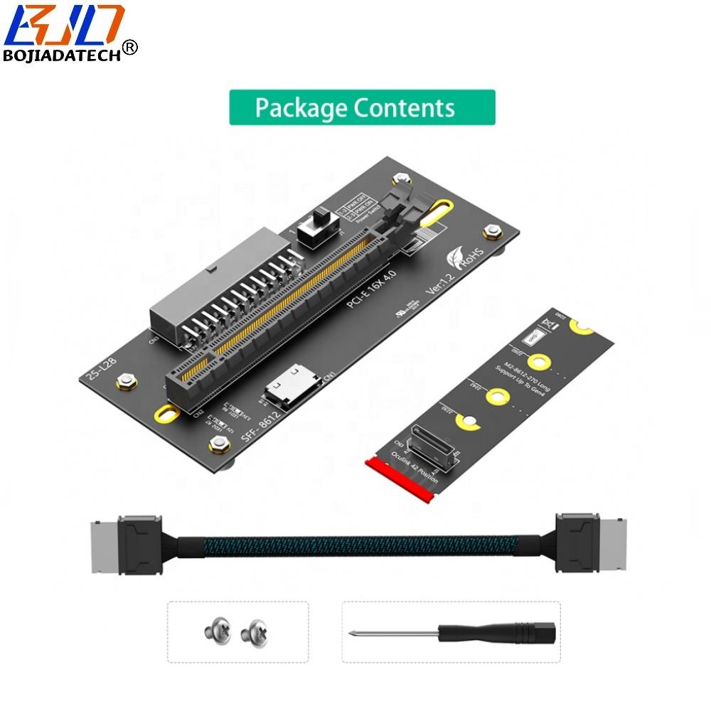 Адаптер M.2 NVME M-Key 2280 в слот PCI-E 4.0 X16 с входом ATX 24PIN, удлинительный кабель Oculink SFF-8611 для внешней видеокарты