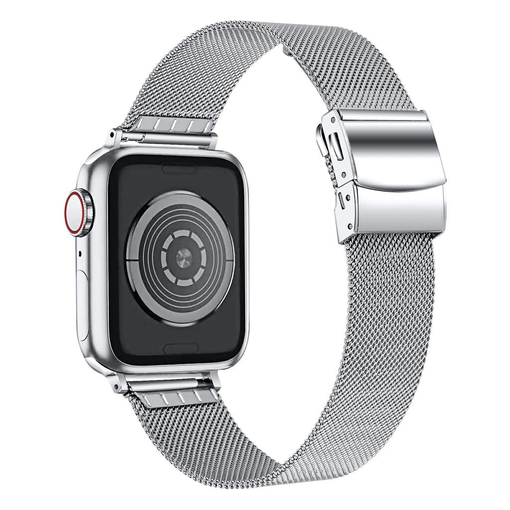 Watch Strap for Apple Watch Series 10 Ultra 9 8 7 SE 6 5 4 3 2 1 46mm 49mm 45mm 44mm 42mm Milanese Metal Band with Buckle