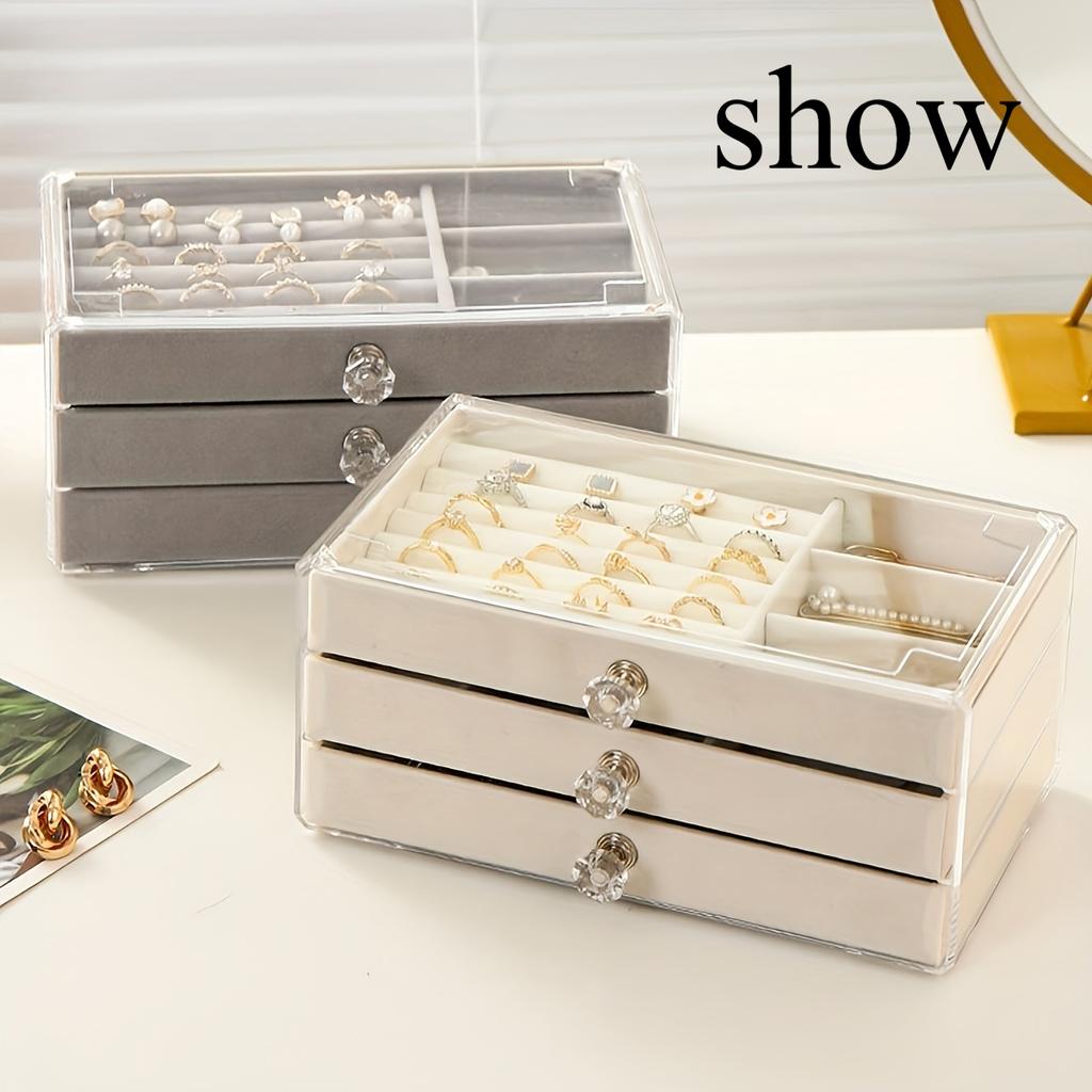 Большая вместительная шкатулка для украшений с ящиками, трехслойная шкатулка для хранения украшений, настольная шкатулка для хранения украшений, ювелирные серьги, кольца, ожерелья, подвески, хранение