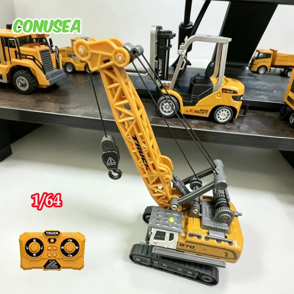 1/64 RC Строительная Машина Мини Кран Погрузчик Экскаватор RC Машина Гусеничный Настольная Игрушка Самосвал Сплав Машина на Радиоуправлении Игрушки для Мальчиков