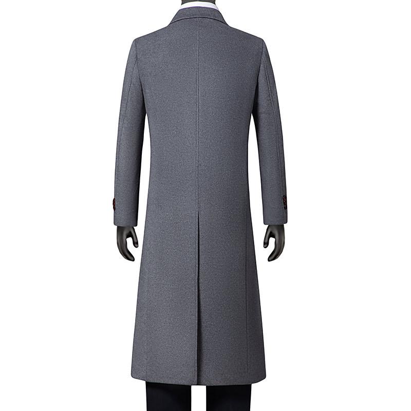 Men's Double-Breasted Wool Blend Over-the-Knee Coat