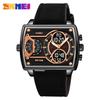 Golden Big Dial Three Time Men Wrist Watches Stainless Steel Men Sports Digital Military Quartz Watch Luminous Male Clock
