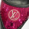 Отличные туфли-лодочки LOUIS VUITTON НА КАБЛУКЕ Блестки Логотип-круг LV Кожаные черные Женские 34 Б/у