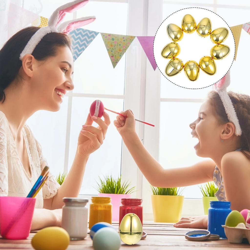 Пасхальные яйца Яйцо Наполняемый Пластик Пустая скорлупа Пасхальный Золотой Гача Сделай сам Имитация яичной скорлупы Пасхальные Игрушки-сюрпризы Вечеринка