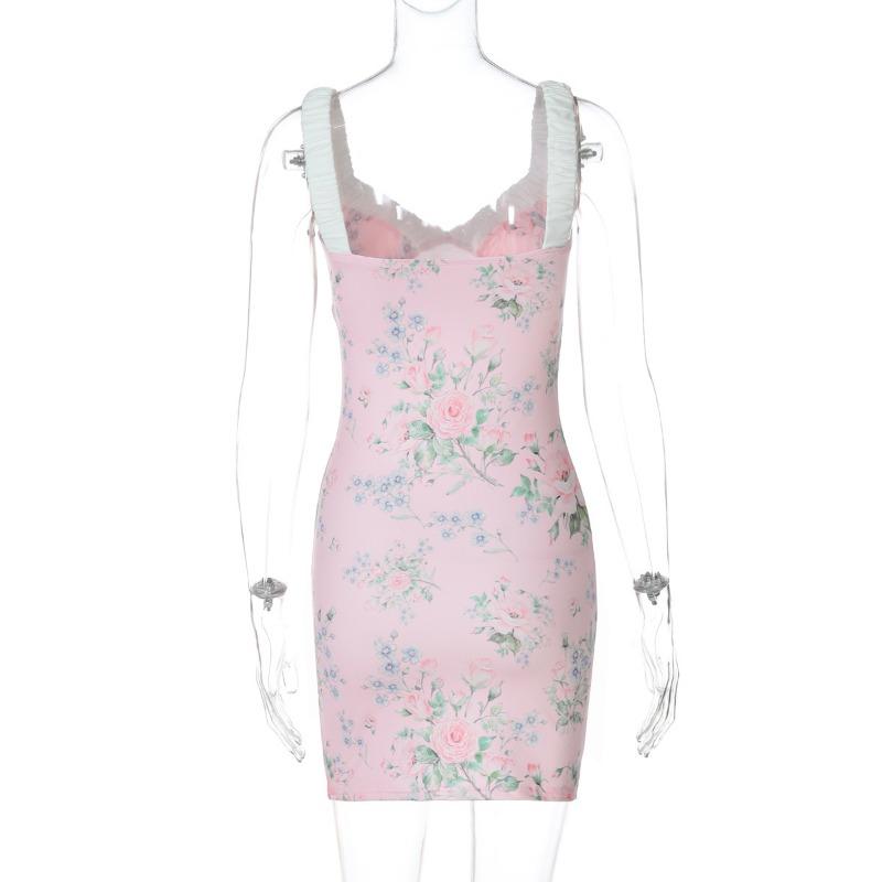 Женское плиссированное короткое платье с принтом и бретельками через шею, модное платье с цветочным принтом и запахом на бедрах