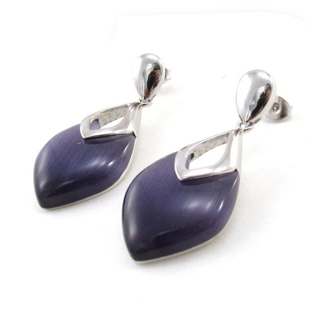 Les Trésors De Lily [J0178] - Серебряные серьги «Рут» с аметистом «кошачий глаз»