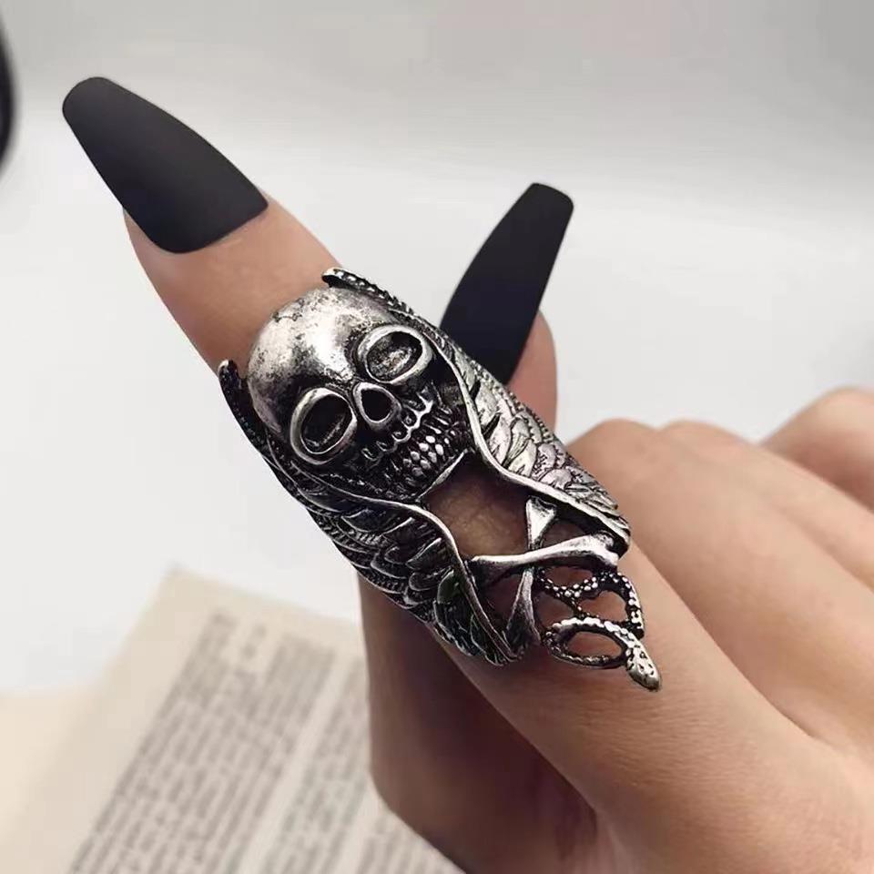 European and American Punk Style Long Ring Rock Skull Ring