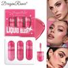 3 Colors Liquid Blush Set Waterproof Brighten Cheek Rouge Nude Pink Color Matte Contouring Powder Blusher Liquid Kit Face Makeup