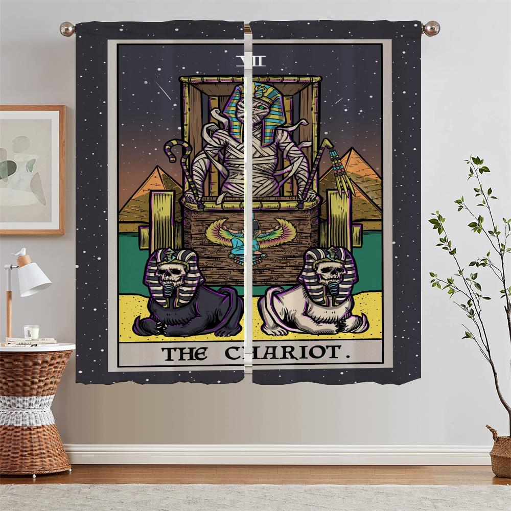 Terror Tarot Modern Living Room Curtains for Camera Tulle in Kitchen Curtains 2 Pieces Window Home and Decoration Curtain Rods
