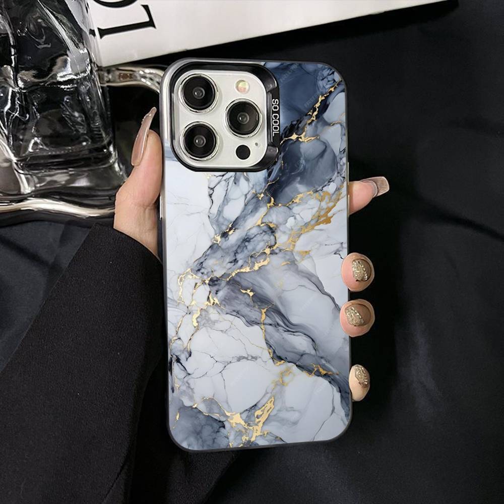 Акварельный Мраморный Посеребренный Внутри Чехол Для Телефона Для iPhone 17 16 15 14 11 12 13 Pro Max Plus X XR XS Max Цветной