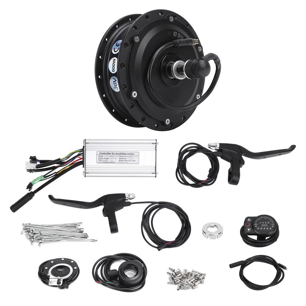 Electric Bicycle Conversion Kit 36V 500W Front Wheel Hub Motor Set with KT‑900S Display Meter for 12G Wheel20inch 12G