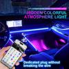 18 в 1 Светодиодная подсветка салона автомобиля Неоновая RGB 64 цвета Bluetooth Приложение Светодиодные акриловые полосы Декор интерьера Атмосферная лампа Двухзонная
