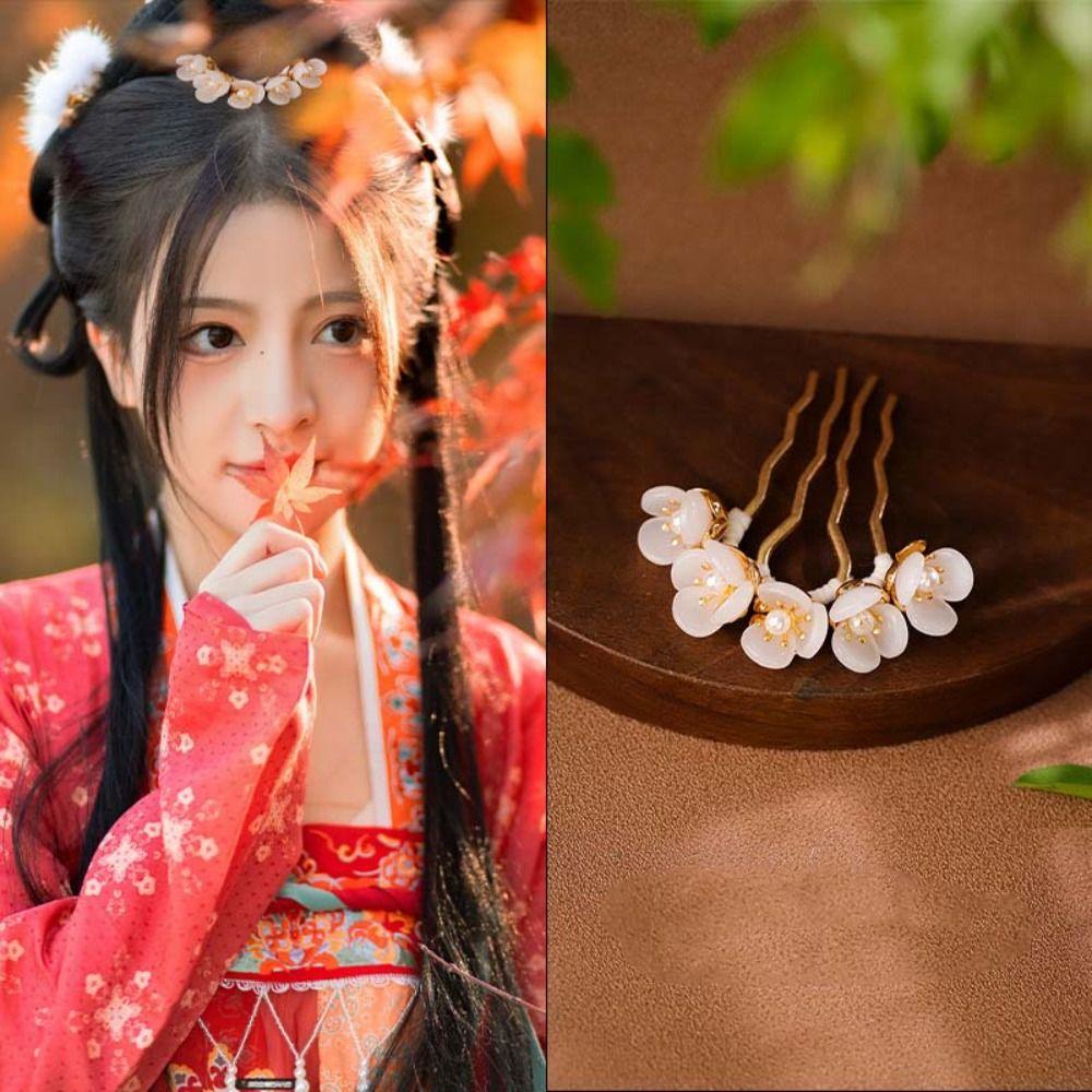 Flower Chinese Style Hair Stick Butterfly Hanfu Hairpin Cute   Cheongsam Accessories