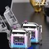 2025 New Transparent Shell Double Arc USB Electronic Lighter TYPE-C Fast Charge COB Lighting Plasma Lighter Electric Waterproof