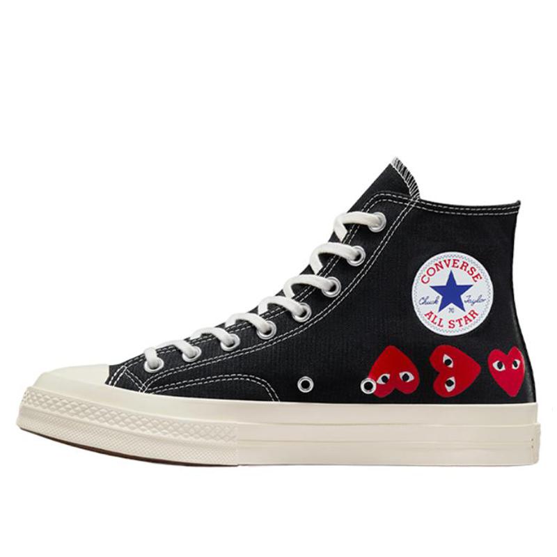 Comme des Garçons PLAY x Converse Chuck 70 High Multi Heart - Черные Унисекс Кроссовки Высокий Риск Красный Экгет A08147C