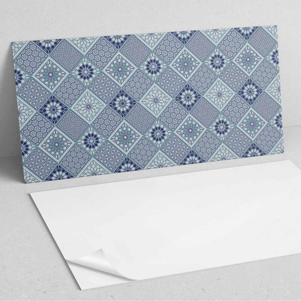 Vinyl Decorative Panel with Graphics for Kitchen or Bathroom 100x50 cm Geometric Patterns in Mosaic