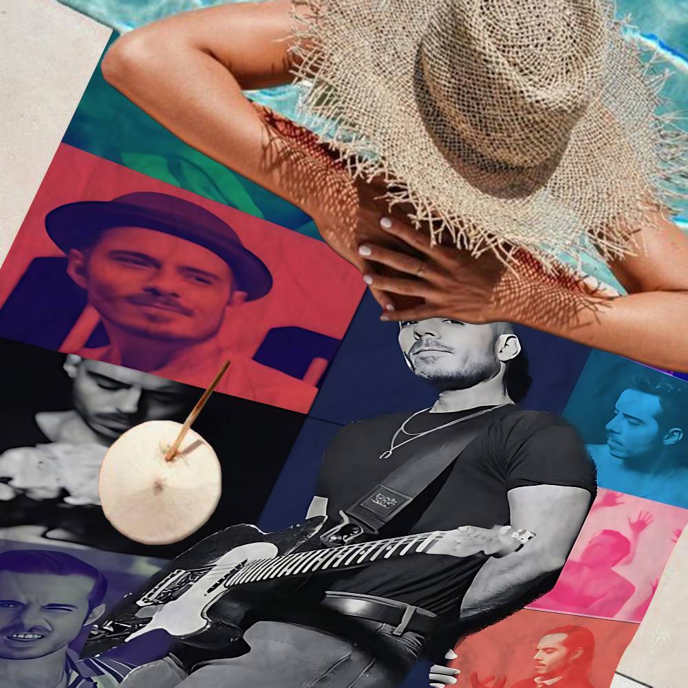 J-Jose Madero Singer Microfiber Printed Beach Towel Mountain Climbing Yoga Beach Swimming Running Absorbent Soft Towel