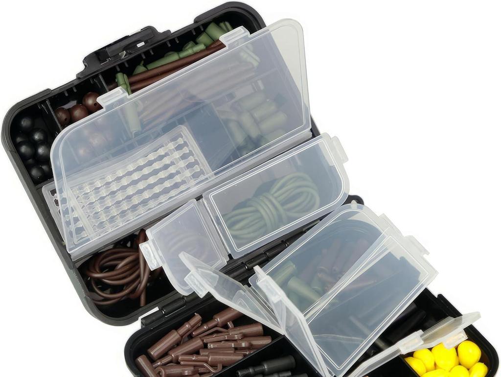 Набор для ловли карпа 272 шт. Ассортимент снастей для ловли карпа Крючки Клипсы Быстросменные вертлюжки Стопоры для бойлов Кукурузная леска Бусины