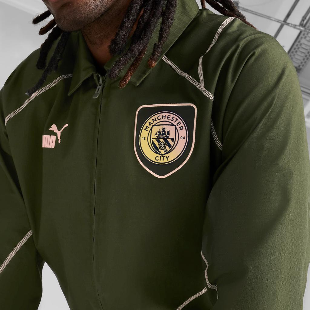 Puma Manchester City Ftbl Statement FW24 спортивная куртка с логотипом модная молния с длинным рукавом спортивная куртка мужская зеленая 777794-29