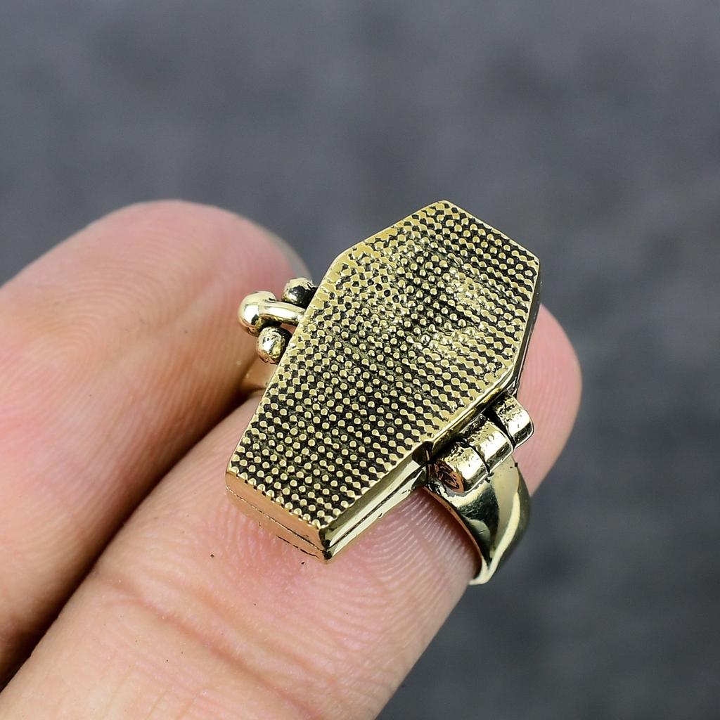 Кольцо из латуни ручной работы в виде гроба, размер 5,5, V2F11