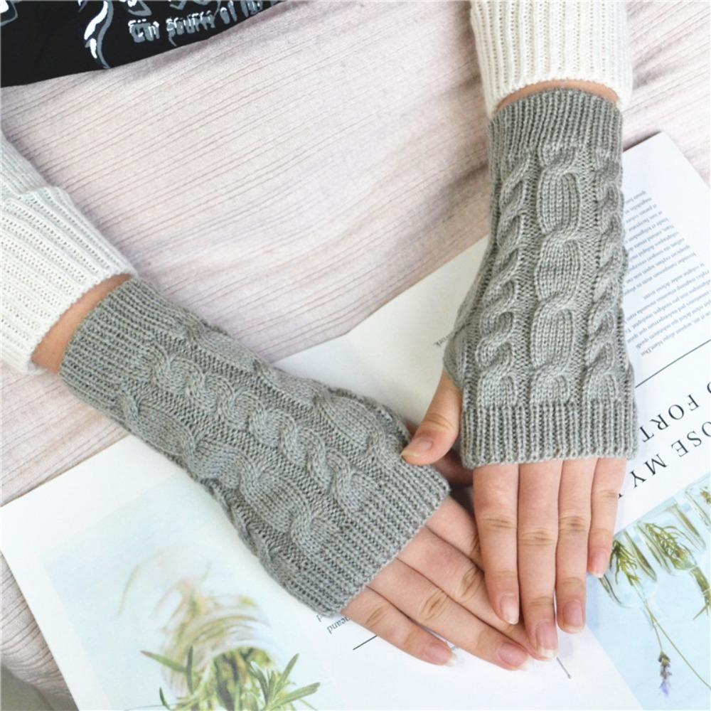Solid Color Knitting Gloves Thicken Fingerless Glove Comfortable Women Gloves Women