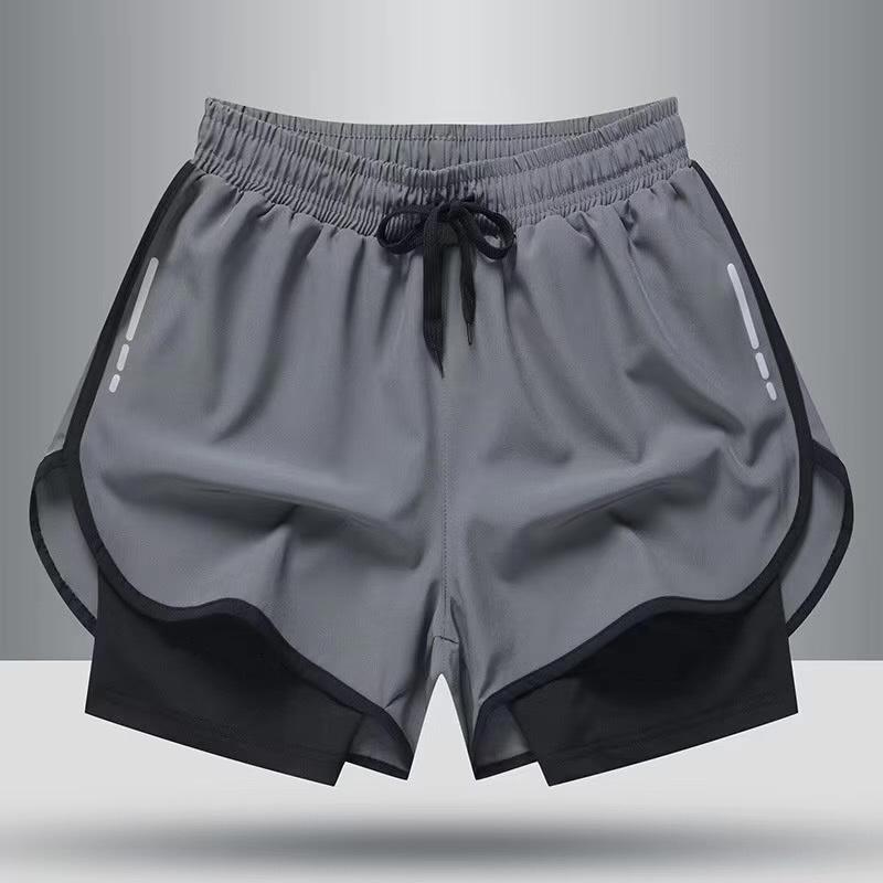 Men's Quick-Dry Swim Trunks: Flat-Leg, Double-Layer, Anti-Exposure Shorts