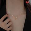 Double Heart Necklace Stainless Steel Hollow Heart Pendant Clavicle Necklace