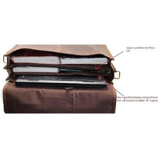 16" Mens Briefcase for Laptop Genuine Leather Messenger Bag for Men Satchel Distressed Stylish Professional Shoulder Bag