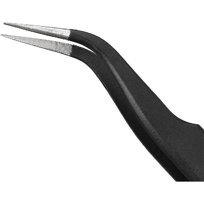 uxcell ESD-15 Tweezers, Anti-Static Stainless Steel Non-magnetic Curved Tip for Craft Jewelry Electronics, 4.84" Overall Length