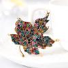 Retro Exaggerated Jewelry Colored Diamond Maple Leaf Brooch Fashionable Plant Corsage Women'S Jewelry Direct Sales