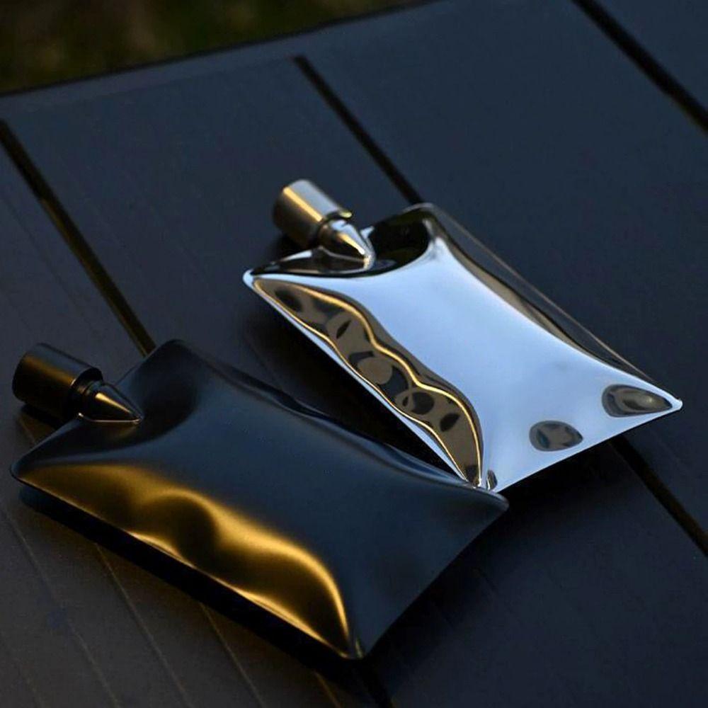 Wavy Wine Pot Stainless Steel Vodka Flask Minimalist Liquor Bottle  Outdoor Use