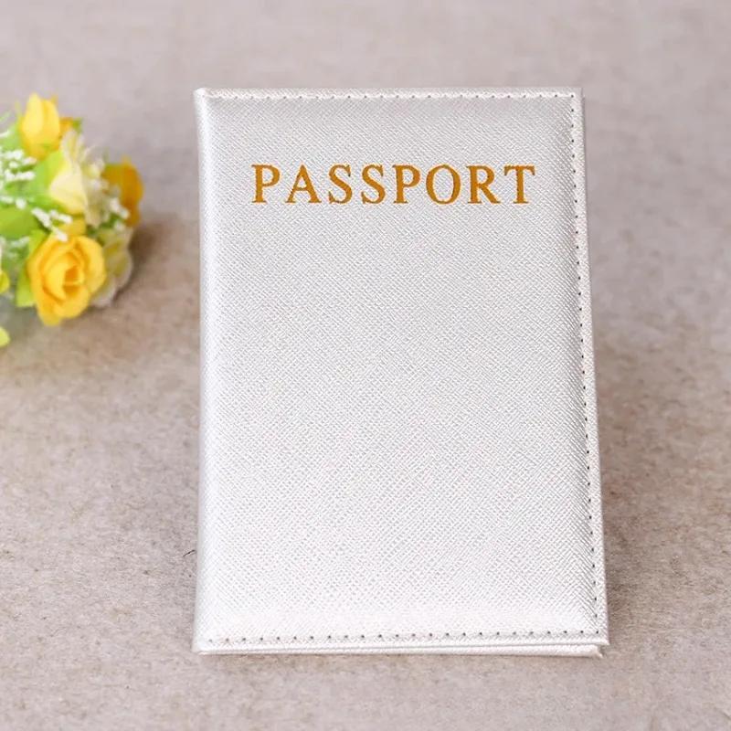Новые обложки для паспорта из искусственной кожи с буквенным принтом, дорожный держатель для паспорта, золотой, серебристый, синий, розовый цвет, держатель для удостоверения личности, зажим для авиабилета