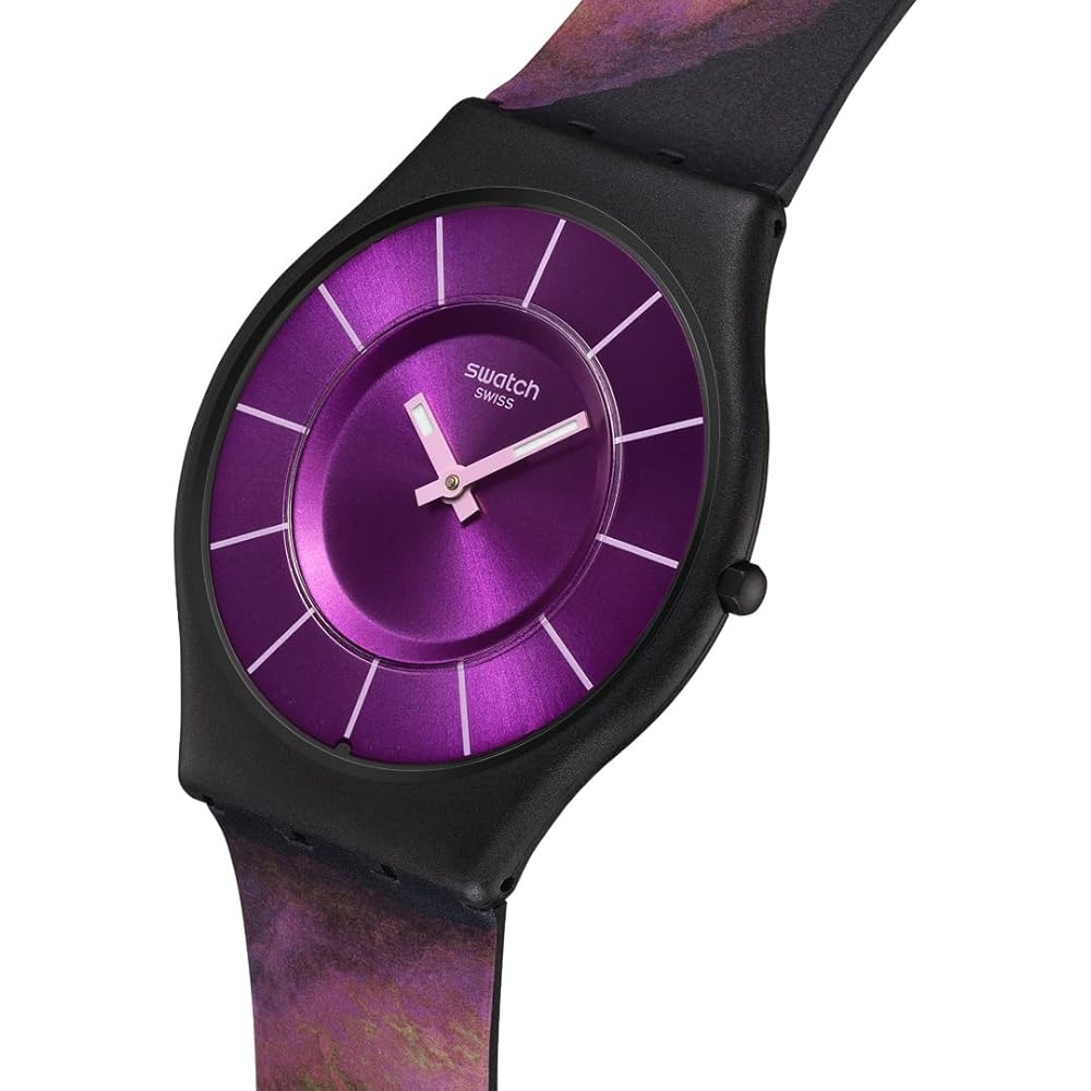 Часы Swatch Skin Classic Biosourced Paradise Bloom Унисекс Взрослые Черные SS08B106