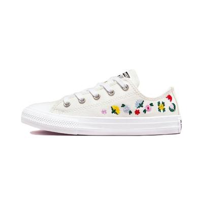 Детские кроссовки Chuck Taylor All Star Low PS с цветочной вышивкой, белый винтаж-белый A02211C