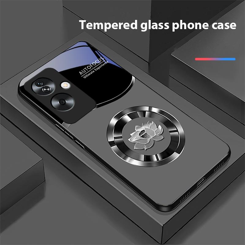 Круг Лотос Золото Для Oppo A79 5G 58 78 74 60 4G Reno 11F Realme GT 6 11 Note 50 10 C55 X2 Закаленное Стекло Черный Чехол для Телефона