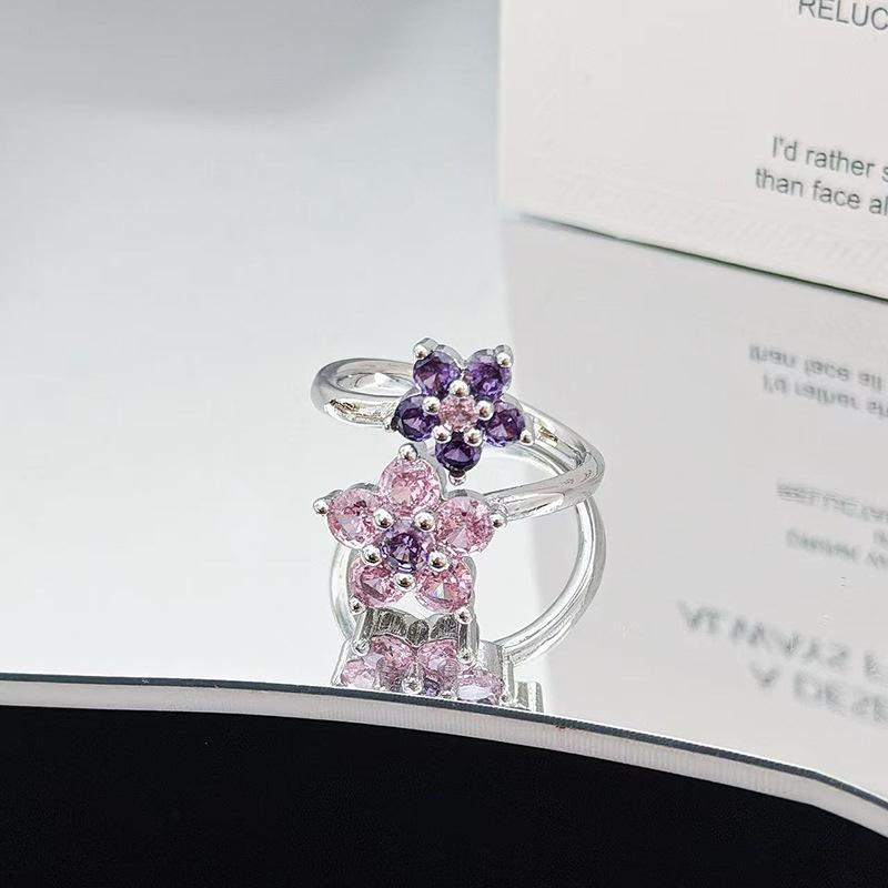 Сладкое и крутое кольцо с цветком любви, супер фея, циркон, женское модное кольцо, темпераментное, для ношения в несколько рядов, персонализированное кольцо на указательный палец