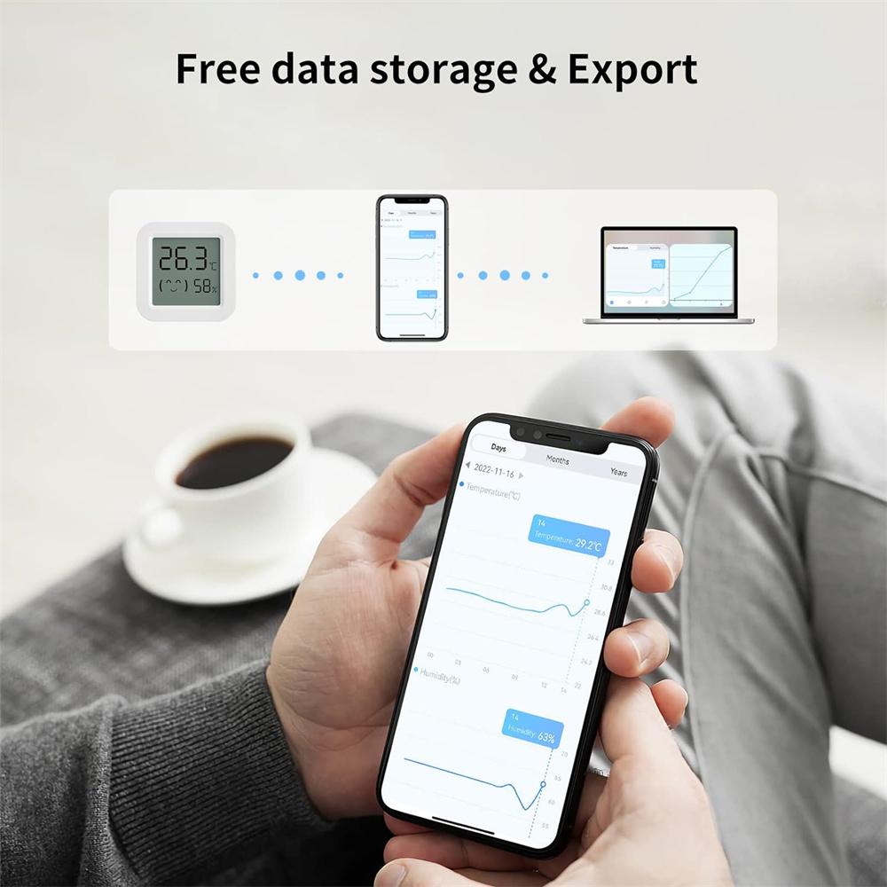 Датчик температуры и влажности Tuya Mini LCD Digital Display Совместимость с Bluetooth APP Пульт дистанционного управления Термометр Гигрометр
