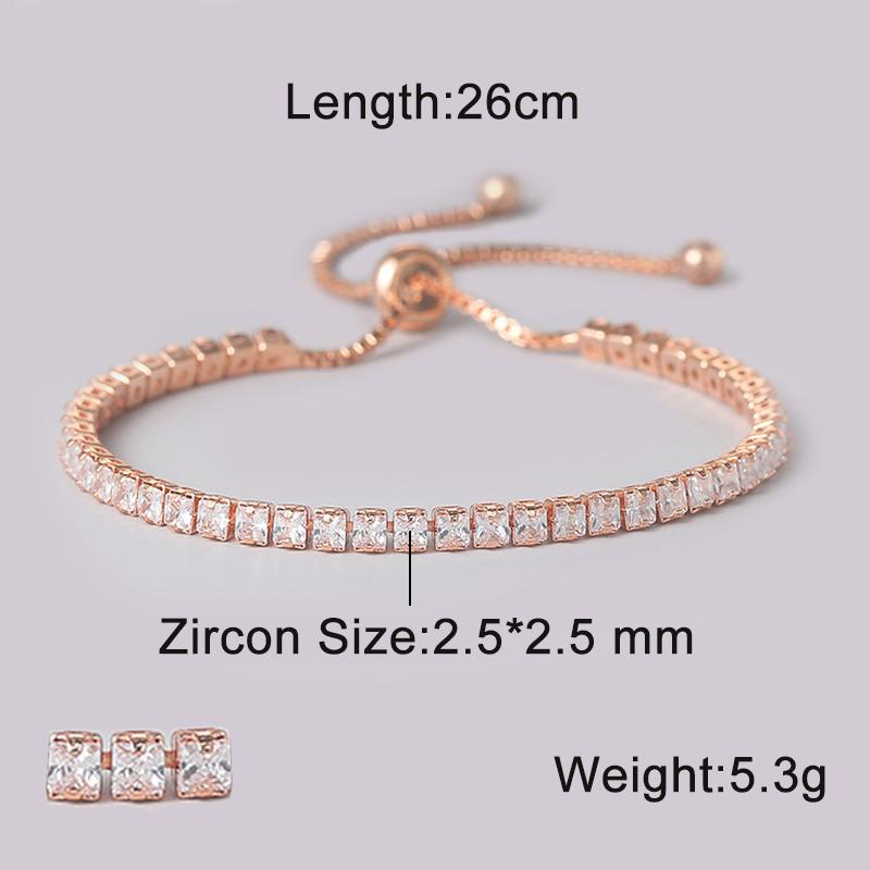 Oval Crystal Tennis Bracelets for Women Korean Gold Adjustable Zircon Chain on Hand Bangle Jewelry Friend Gift 207