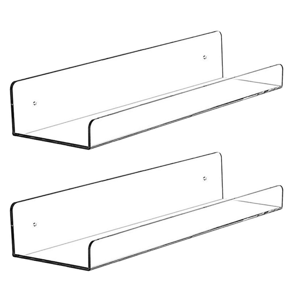 2 шт. Акриловые плавающие полки Самоклеящаяся невидимая настенная полка Без сверления Органайзер для ванной комнаты Спальни Прозрачная витрина