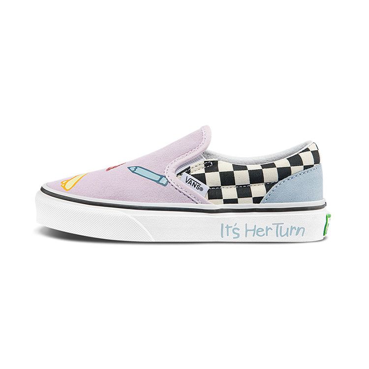 Vans Slip-On Series Casual Low-Top Kids Skate Shoes Kids Sneaker Pink Blue VN0A5KXM89C