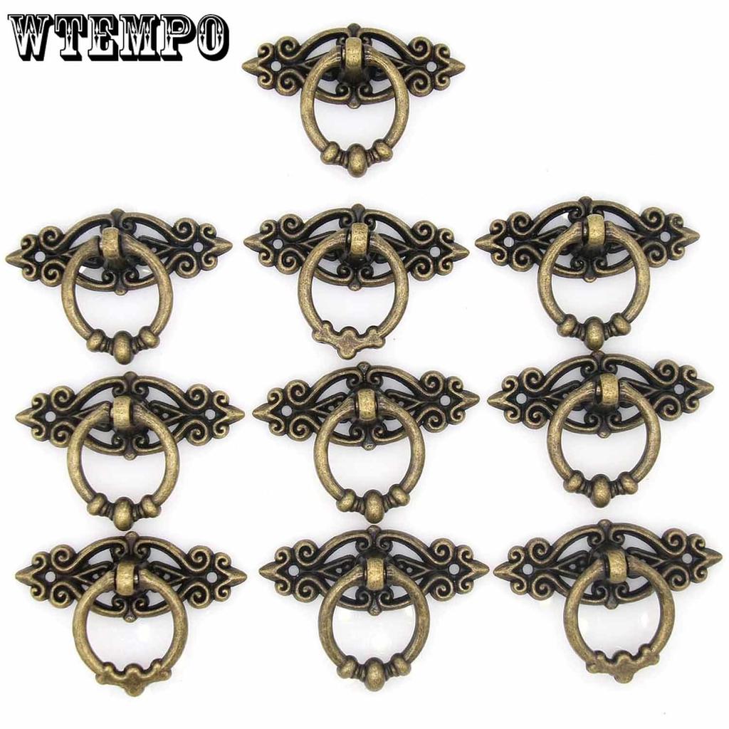 10 шт. Винтажные состаренные ручки-кольца с отделкой под античную латунь для шкафа, серванта, ящика комода, длина 2,5 дюйма (6,5 см) и Ширина 1,8 дюйма (4.7 см)