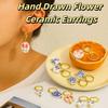 Stainless Steel Ceramic Ear Buckle Dripping Oil Gold Hoop Earrings  Party