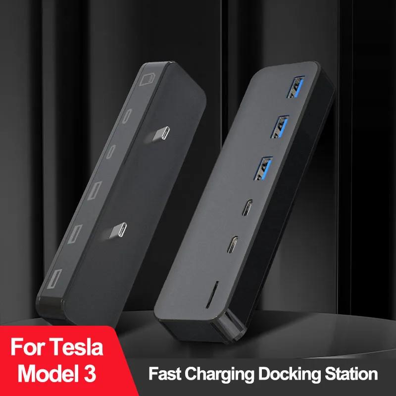 Для Tesla Model 3 Y 27 Вт быстрое зарядное устройство 6 в 2 USB-концентратор шунт интеллектуальная док-станция автомобильный адаптер питание разветвитель расширение